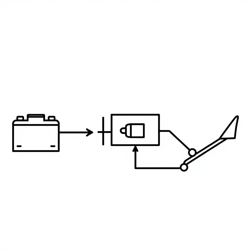 Flat 2D schematic line-and-box diagram showing the snow plow prep wiring route from the vehicle battery through the charging system to the upfitter interface and plow control module